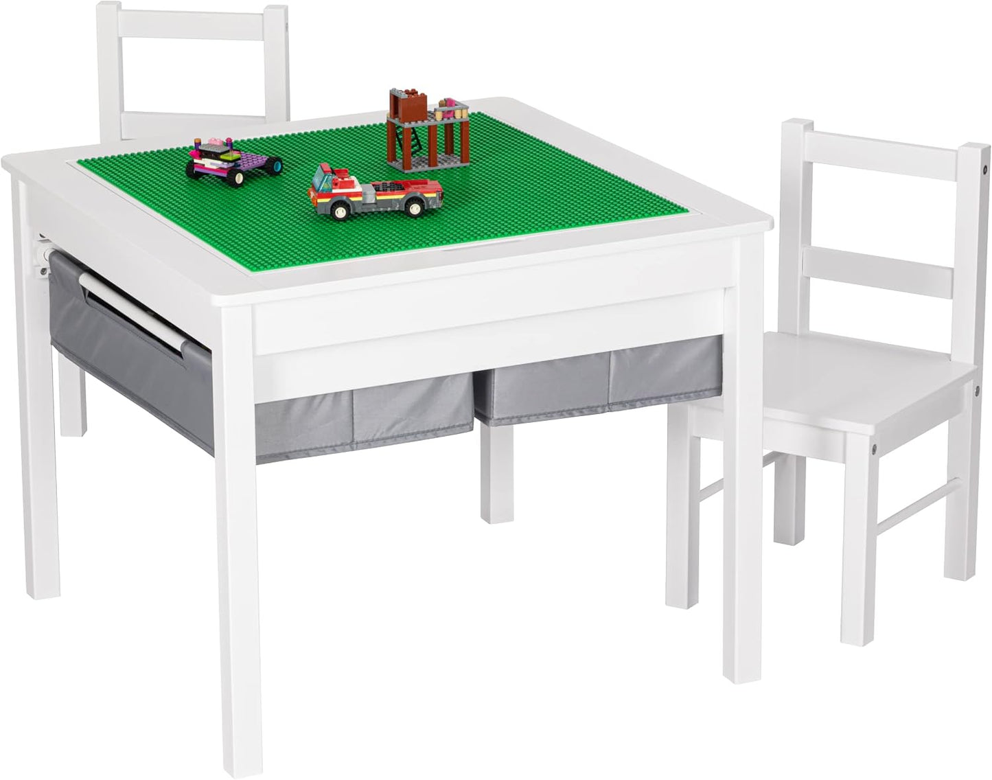 UTEX Juego de mesa de actividades de construcción 2 en 1 de madera...