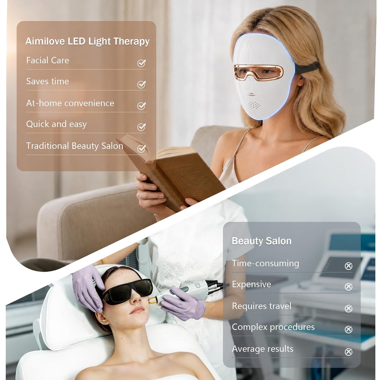 Aimilove Máscara de terapia de luz roja para cara, 850nmNIR trata e...