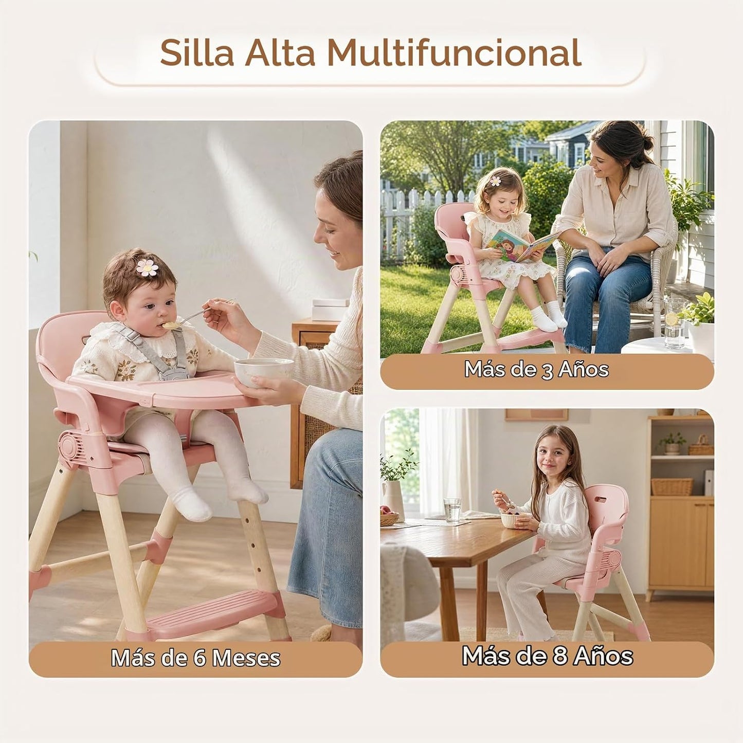 Silla alta para bebés y niños pequeños, silla alta convertible con...