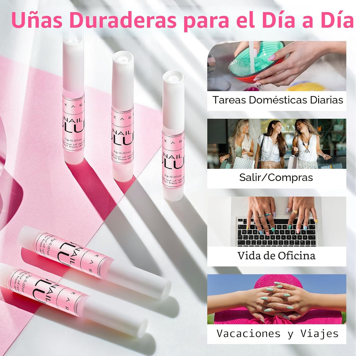 Makartt Pegamento de uñas súper fuerte para uñas acrílicas, uñas a...