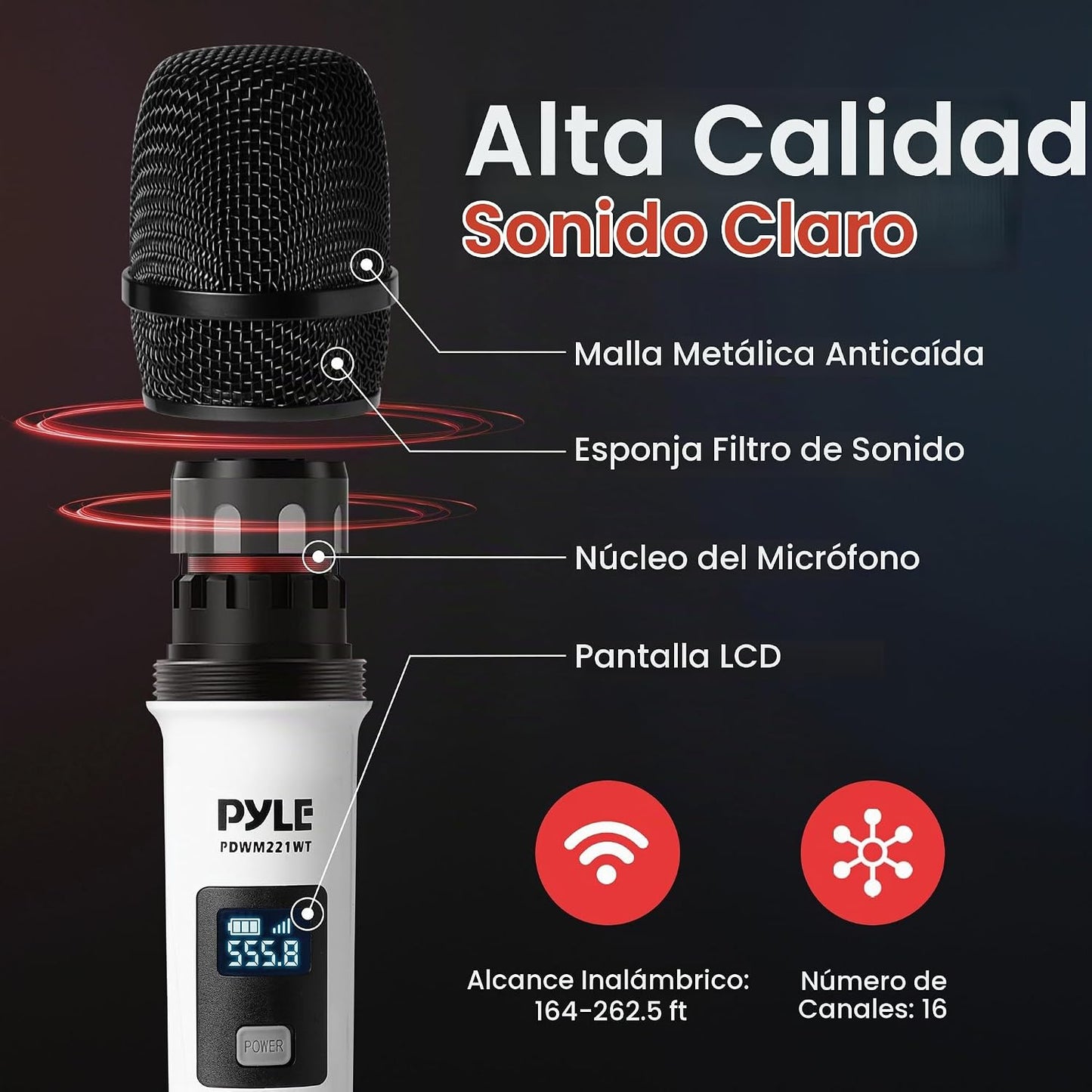 Sistema de micrófono inalámbrico de 4 canales, sistema receptor de...