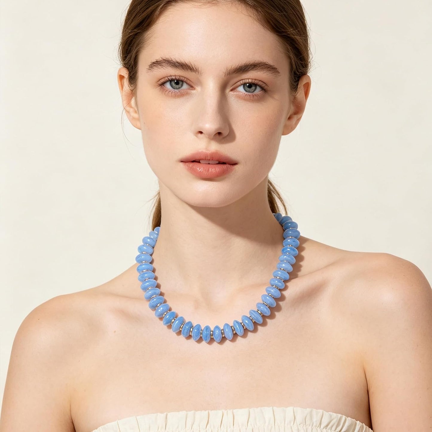 Forgreafa Collar de Cuentas para Mujer Gargantilla de Resina Boho R...