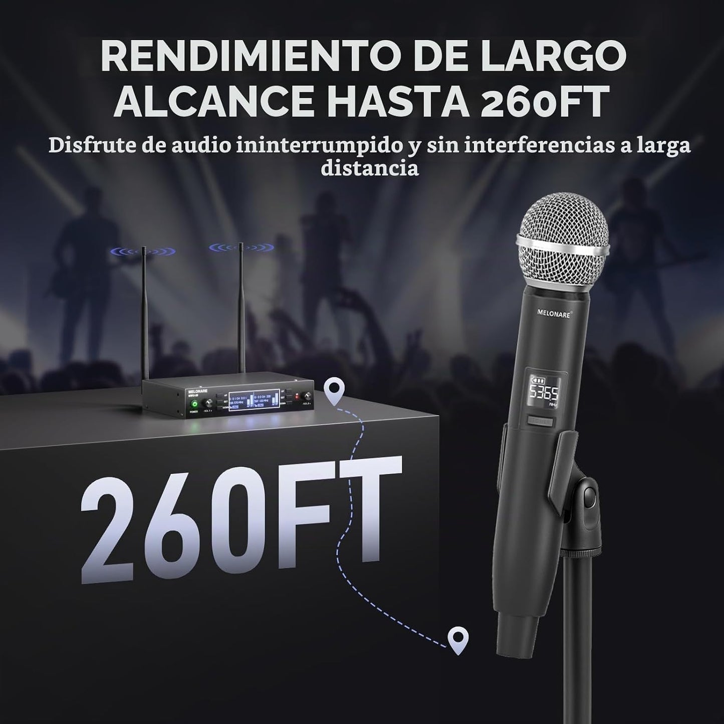 MELONARE Sistema de micrófono inalámbrico de escaneo automático UHF...