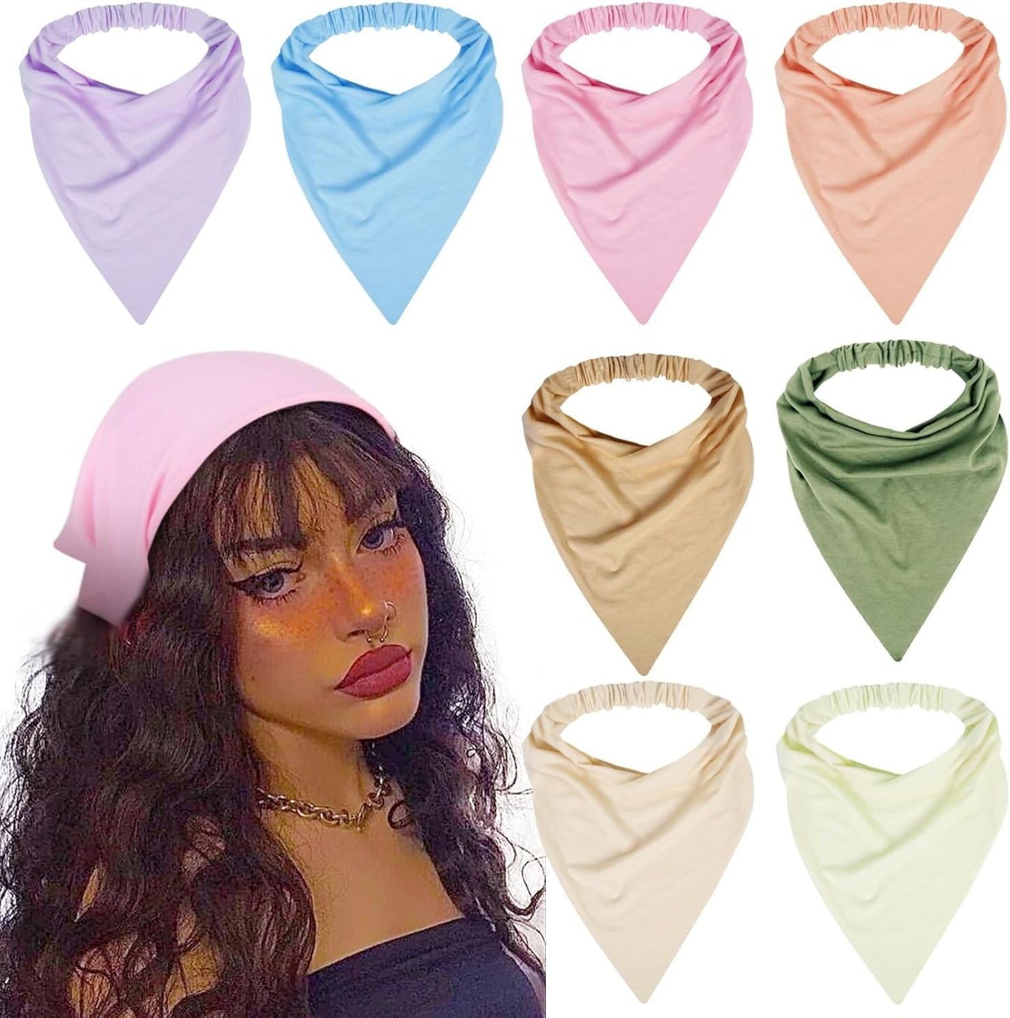 WOVOWOVO 8 unidades de diademas y bufandas para el cabello para muj...