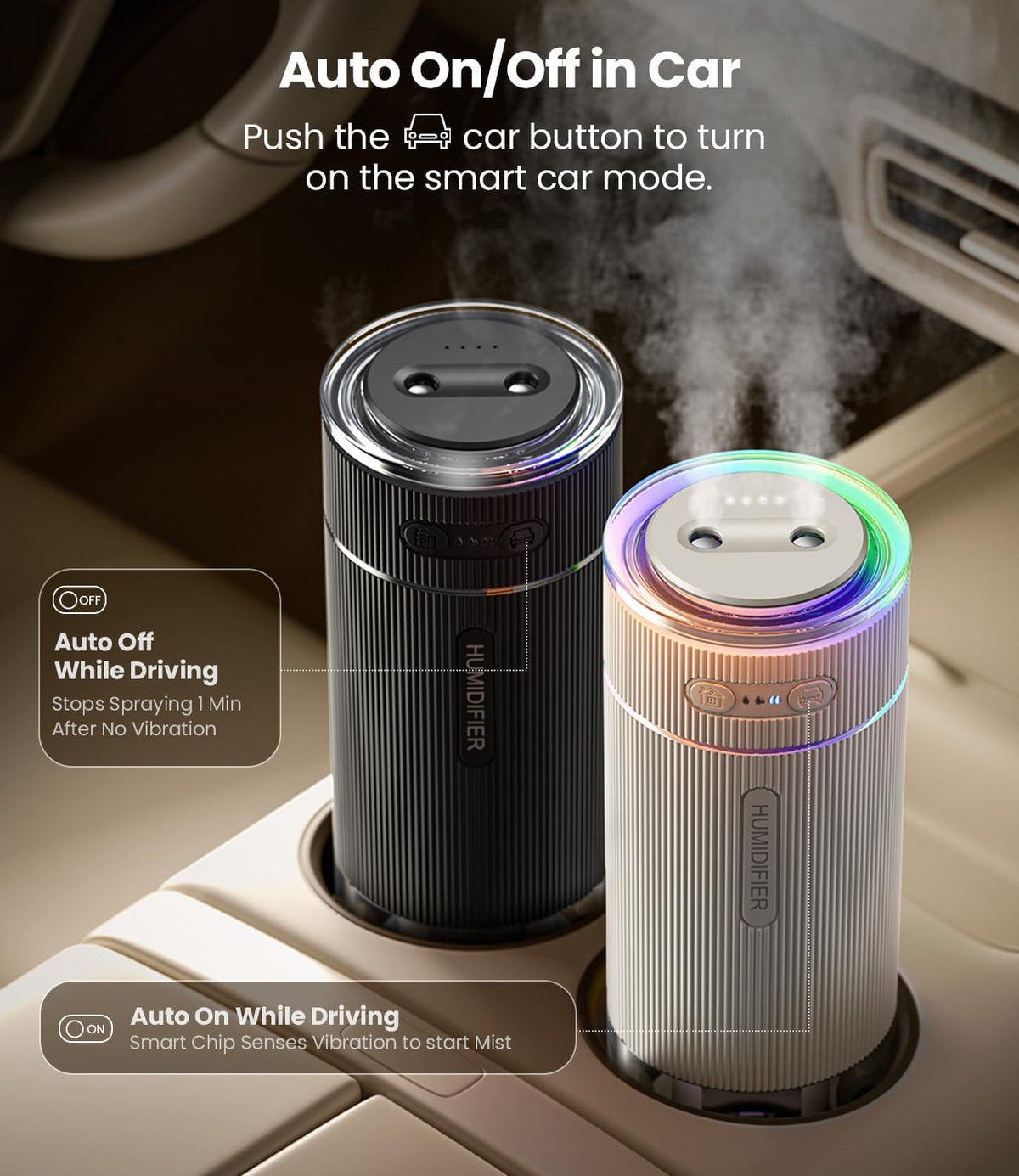 WSKEN Humidificador pequeño portátil para dormitorio, boquilla dobl...