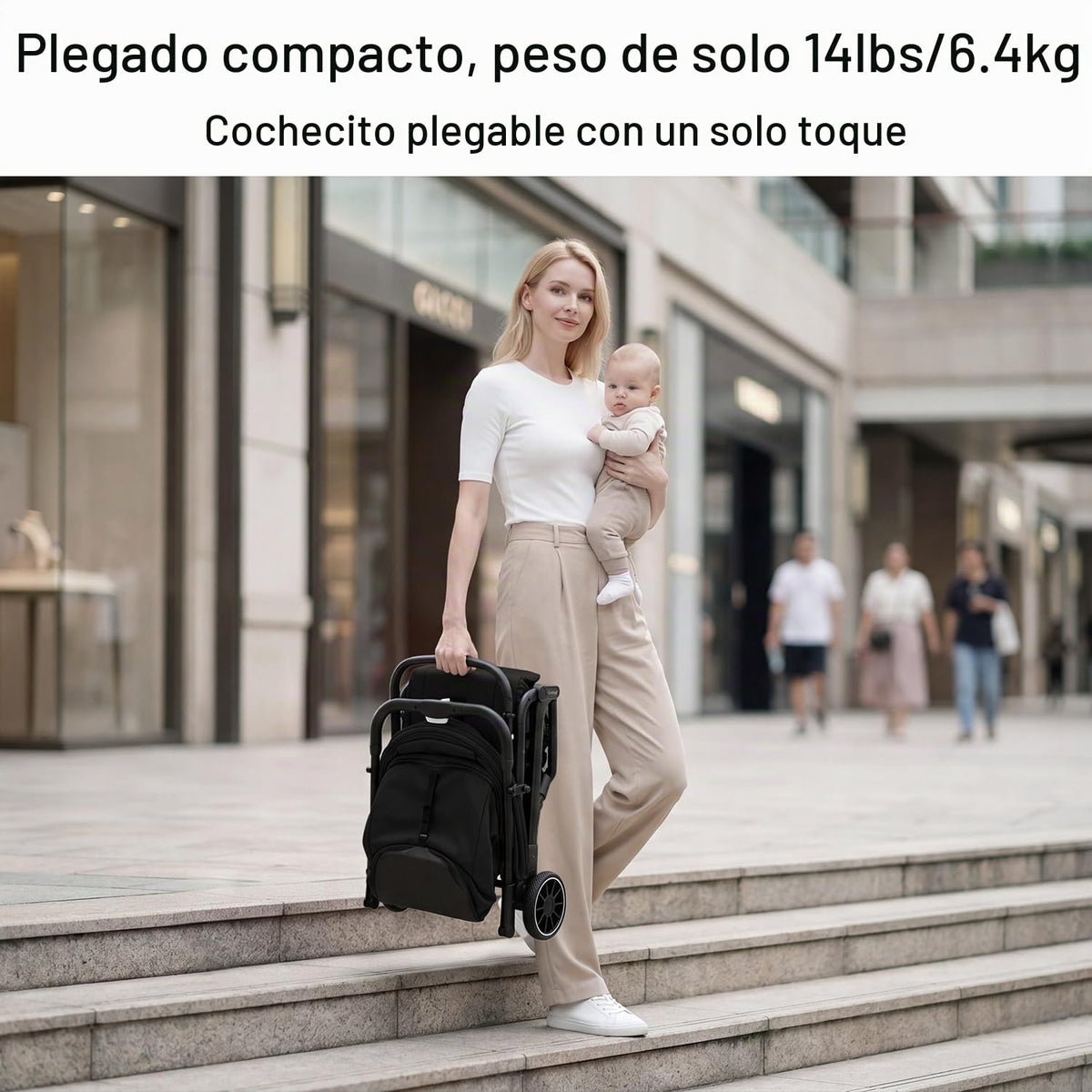 Gromast Cochecito de bebé plegable compacto, cochecito de viaje lig...