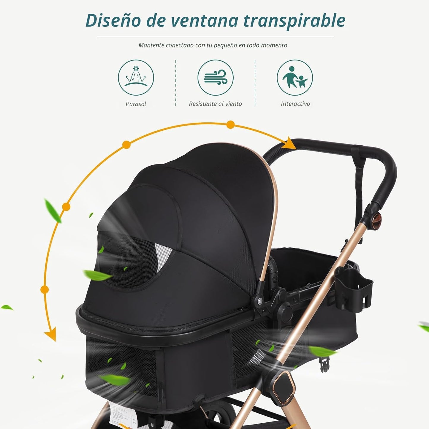 Cochecito de bebé convertible 6 en 1 con moisés con silla de paseo...