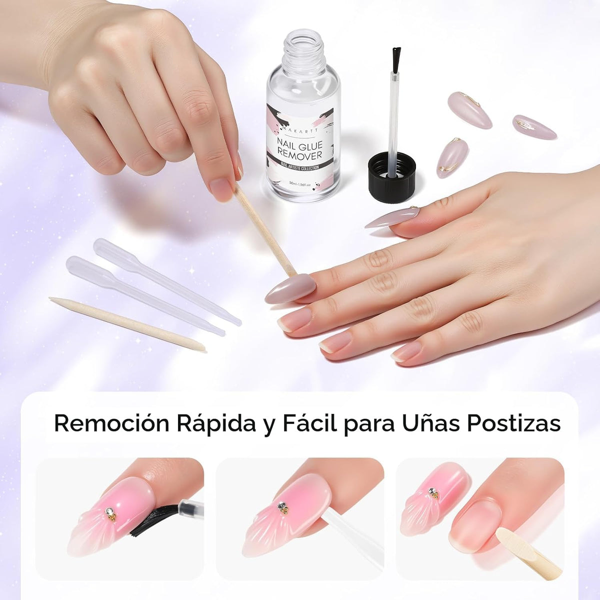 Makartt Removedor de pegamento para uñas a presión, 1.06 onzas líqu...
