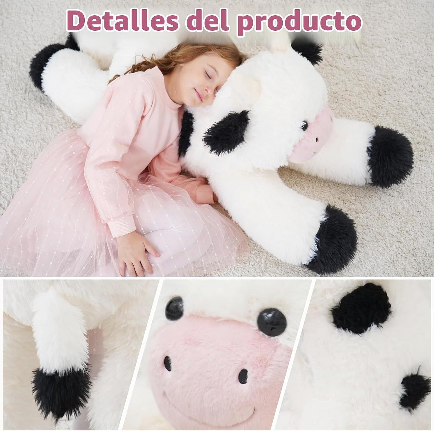 EEYQR Animales de peluche de vaca gigante, juguete de peluche grand...