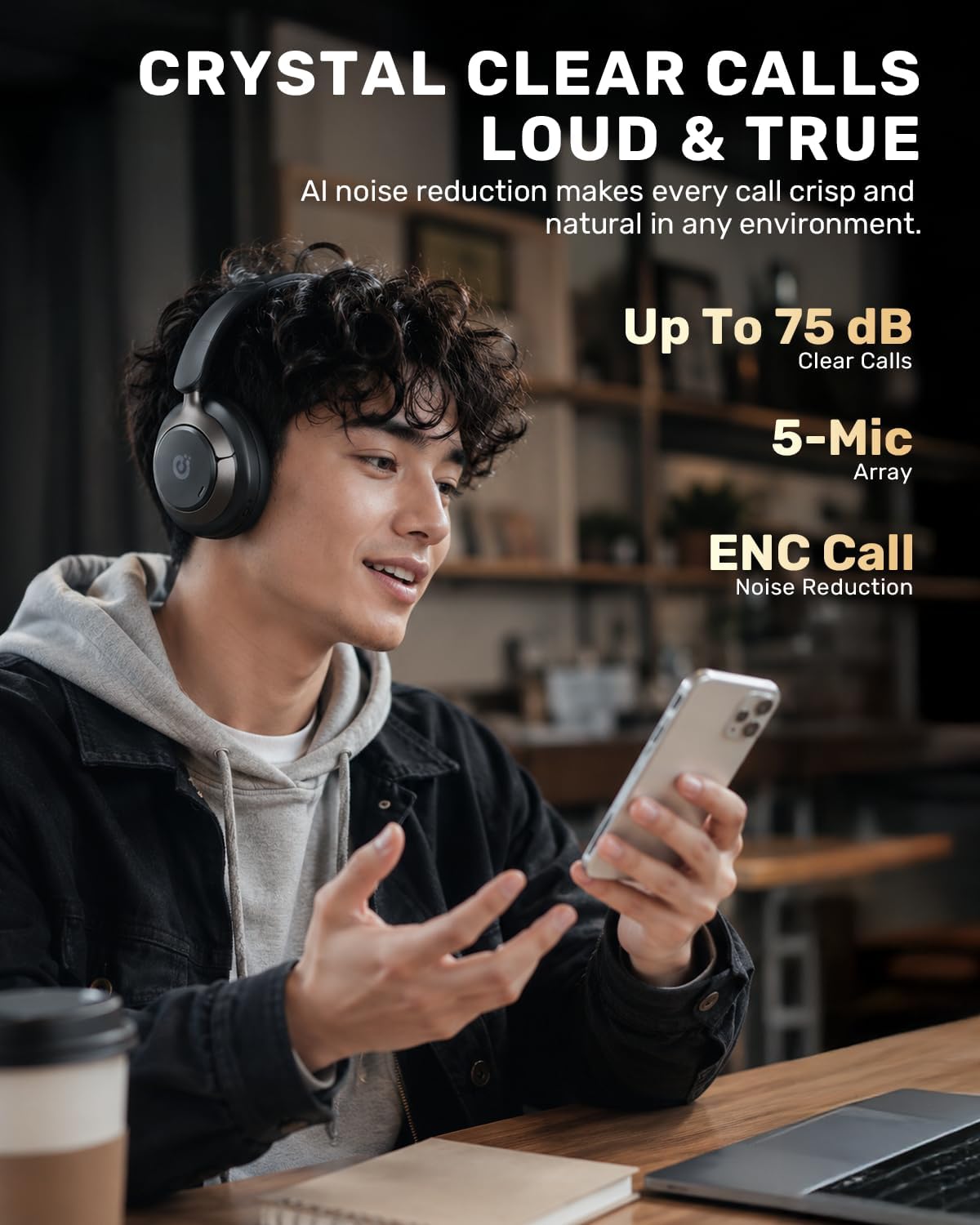 Boean Auriculares con cancelación activa de ruido, auriculares inal...