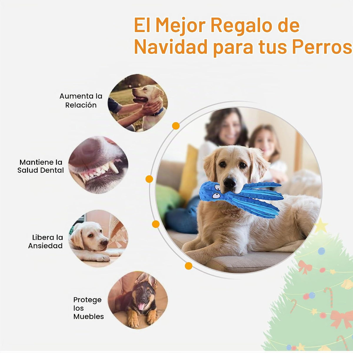 CPYOSN Paquete de 2 juguetes para perros de pulpo, sin relleno, chi...