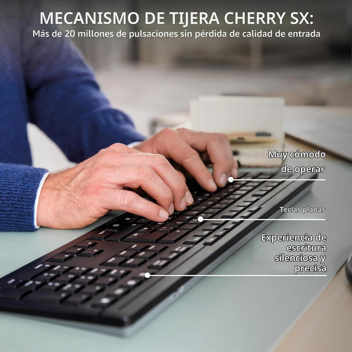 Cherry Stream Comfort Teclado y Ratón Inalámbricos de Escritorio |...