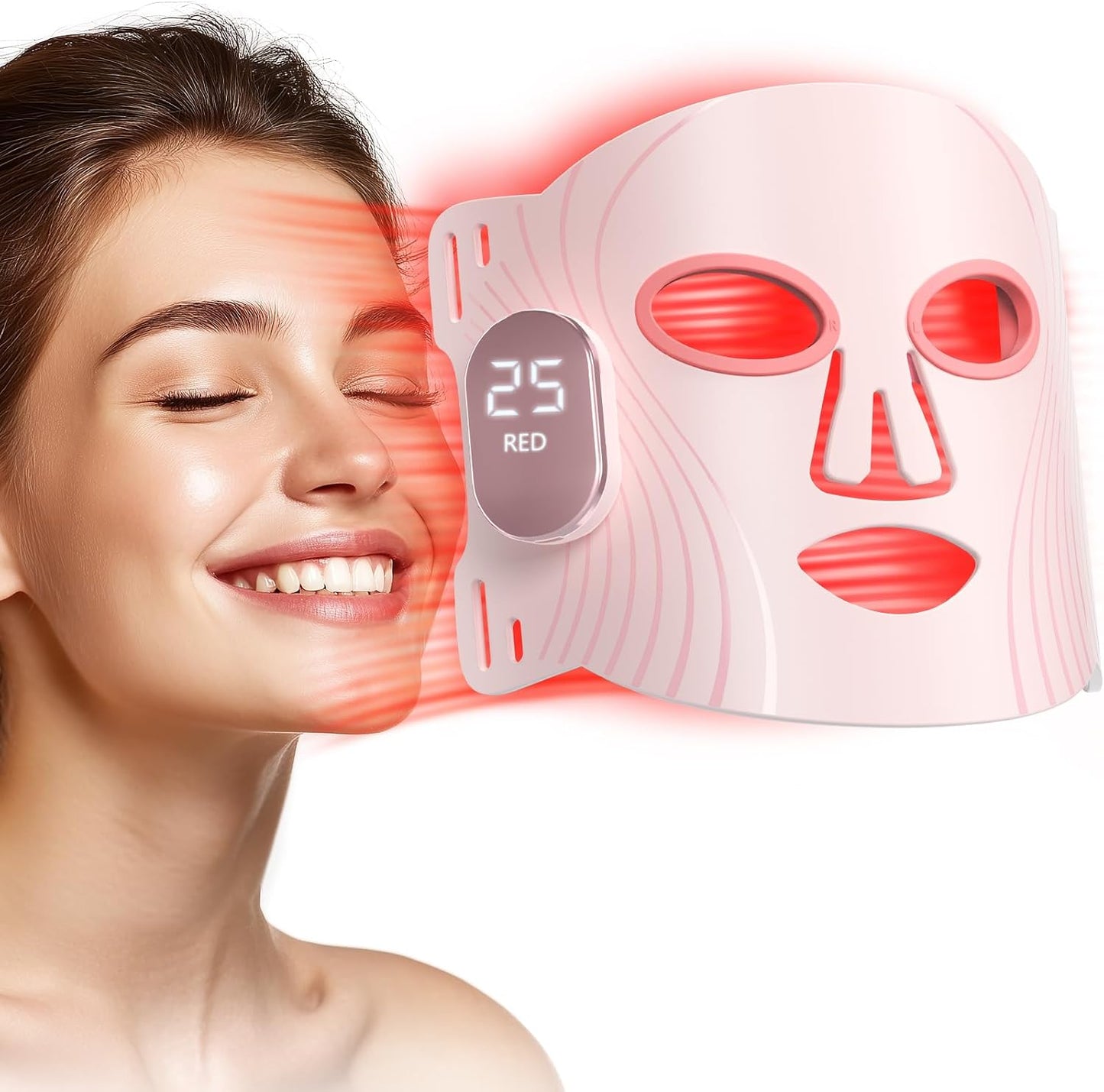 HALIDODO Terapia de luz roja para la cara, máscara facial LED de te...