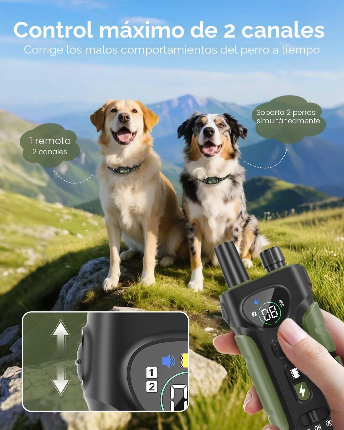 SLOPEHILL Collar de Descarga para Perros, Collar de Entrenamiento p...