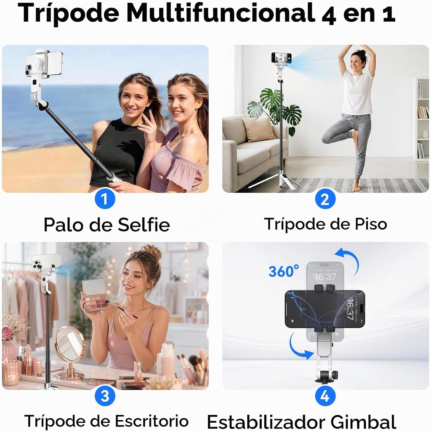 Trípode para selfie con seguimiento facial automático 2026 para iPh...