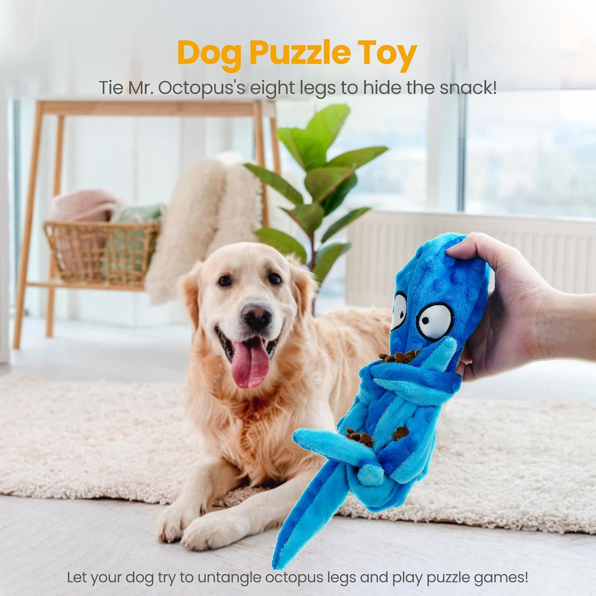 HGB Juguetes chirriantes para perros, sin relleno, pulpo arrugado p...