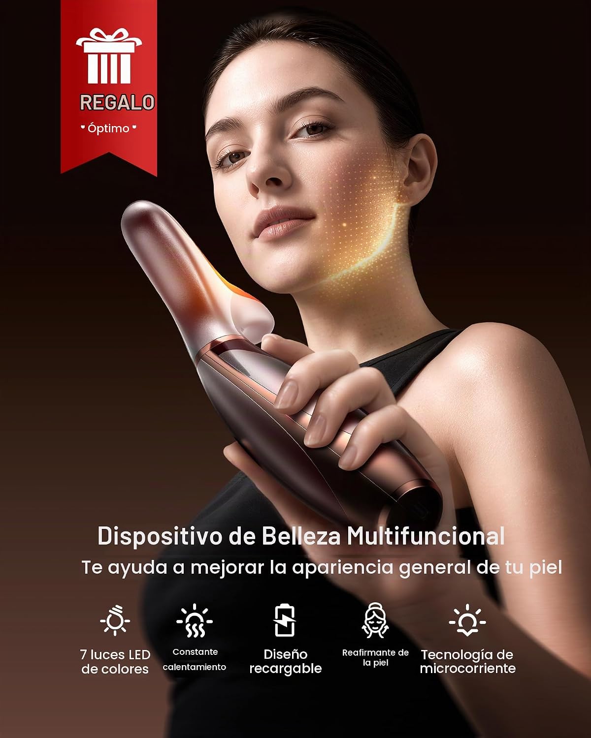 Pedete Masajeador facial, terapia de luz roja de 7 colores para car...