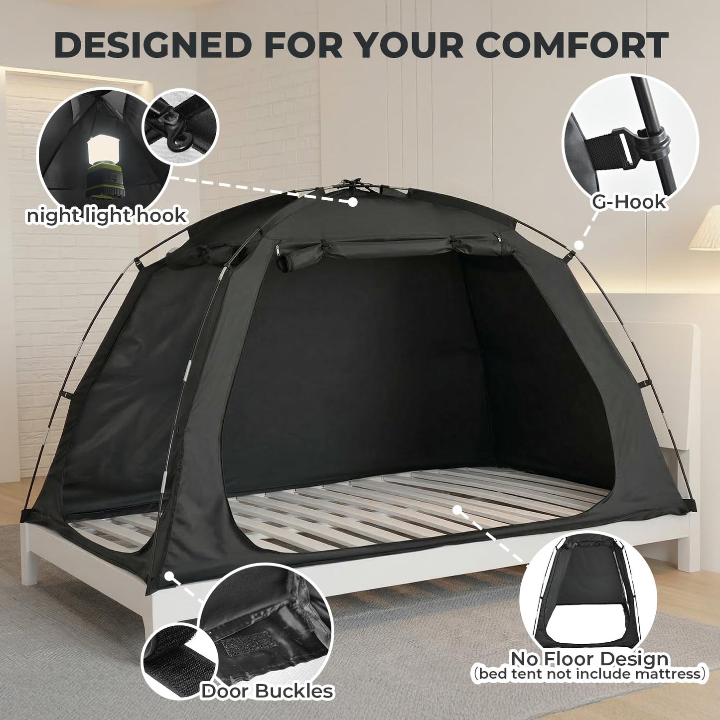 Alvantor® Tienda de campaña de cama tamaño individual, 93% opaca de...