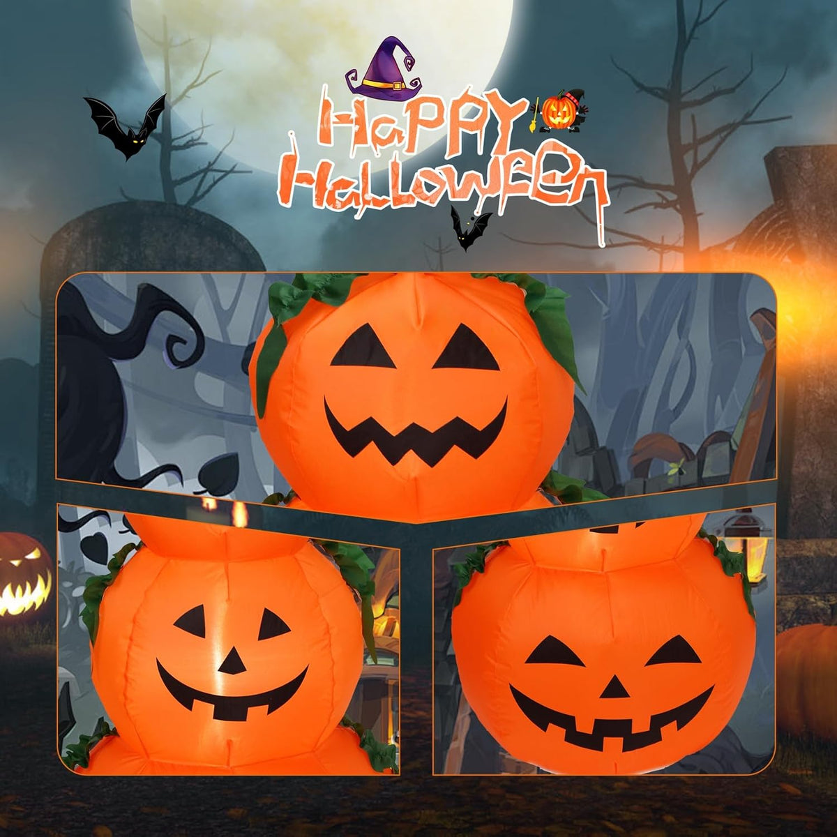 DearSun Calabazas inflables de Halloween de 4 pies para decoración...