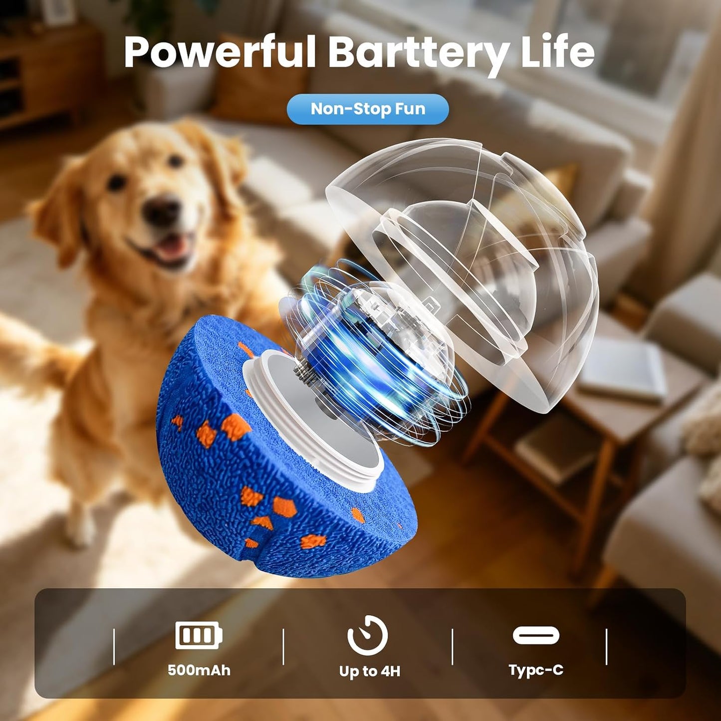 Ollapet Juguetes interactivos inteligentes para perros, bola de reb...
