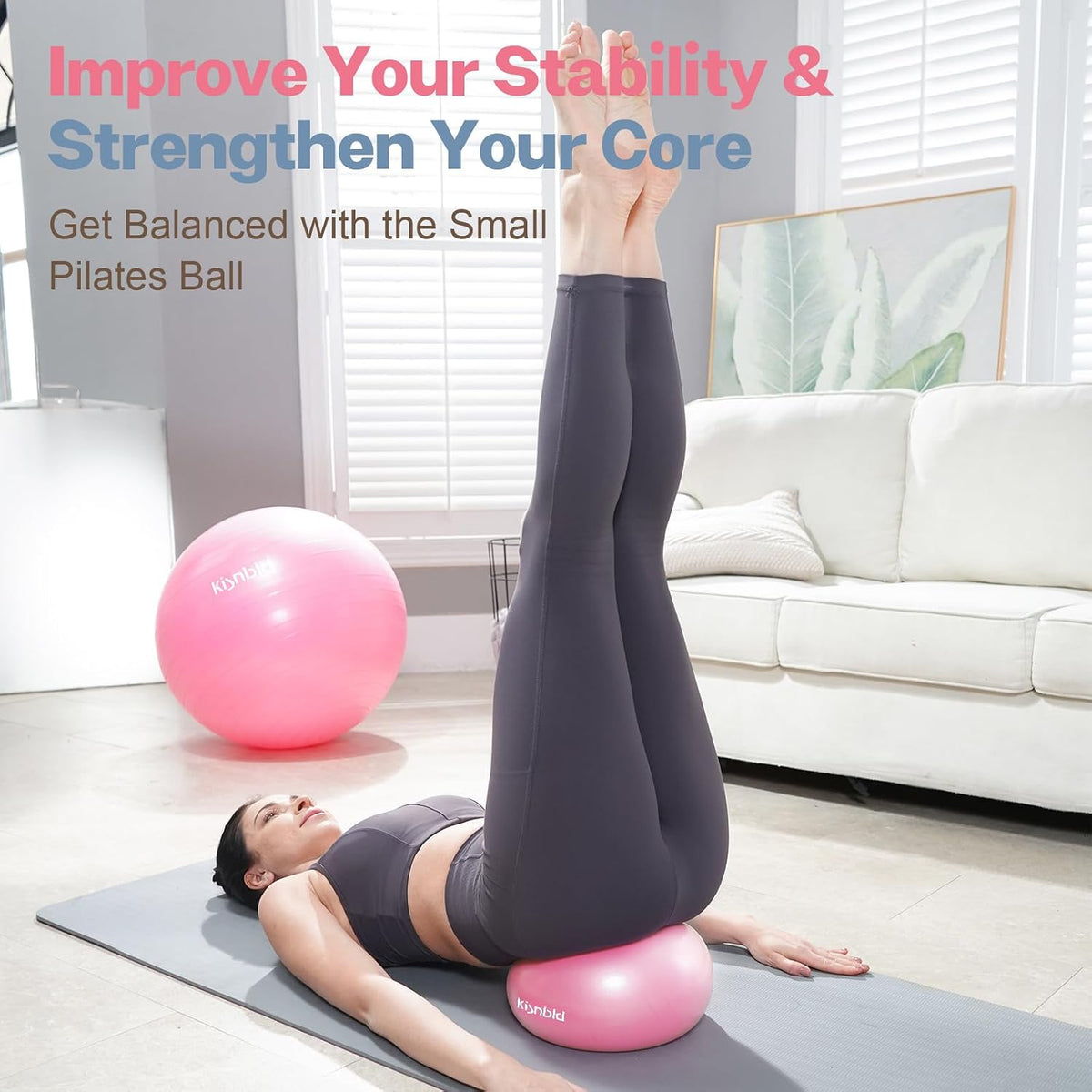 kisnbld Pequeña pelota de ejercicio, mini pelota de pilates de 9 pu...