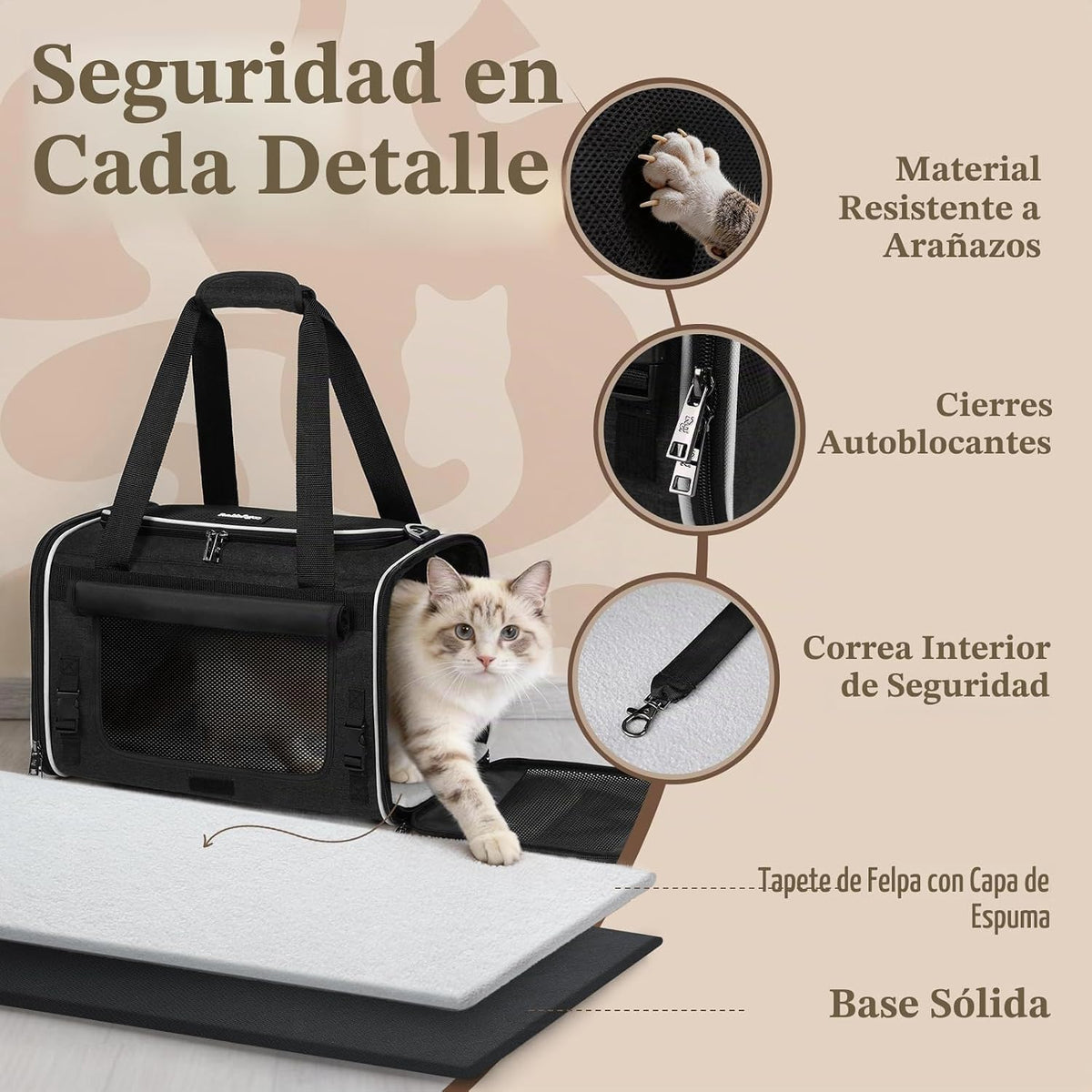 rabbitgoo Transportador de gatos suave, bolsa para mascotas con sol...