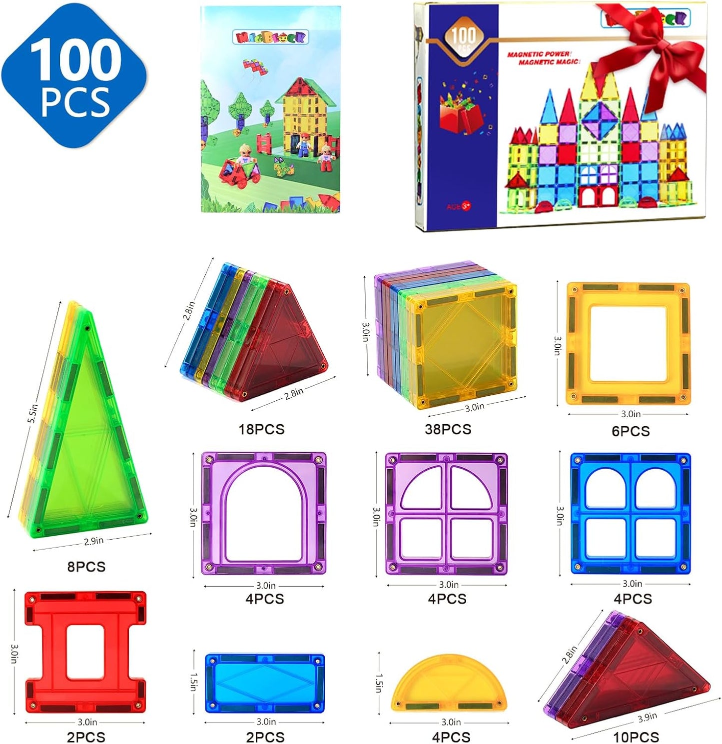MAGBLOCK Fichas Magnéticas de Juguete para Niños Fichas Magnéticas...