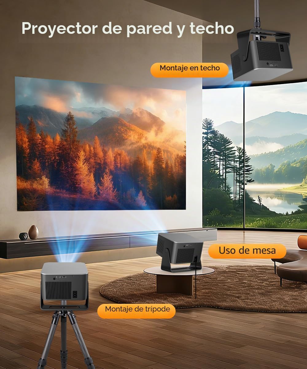 Magcubic Proyector inteligente con WiFi 6 y Bluetooth 5.4, proyecto...
