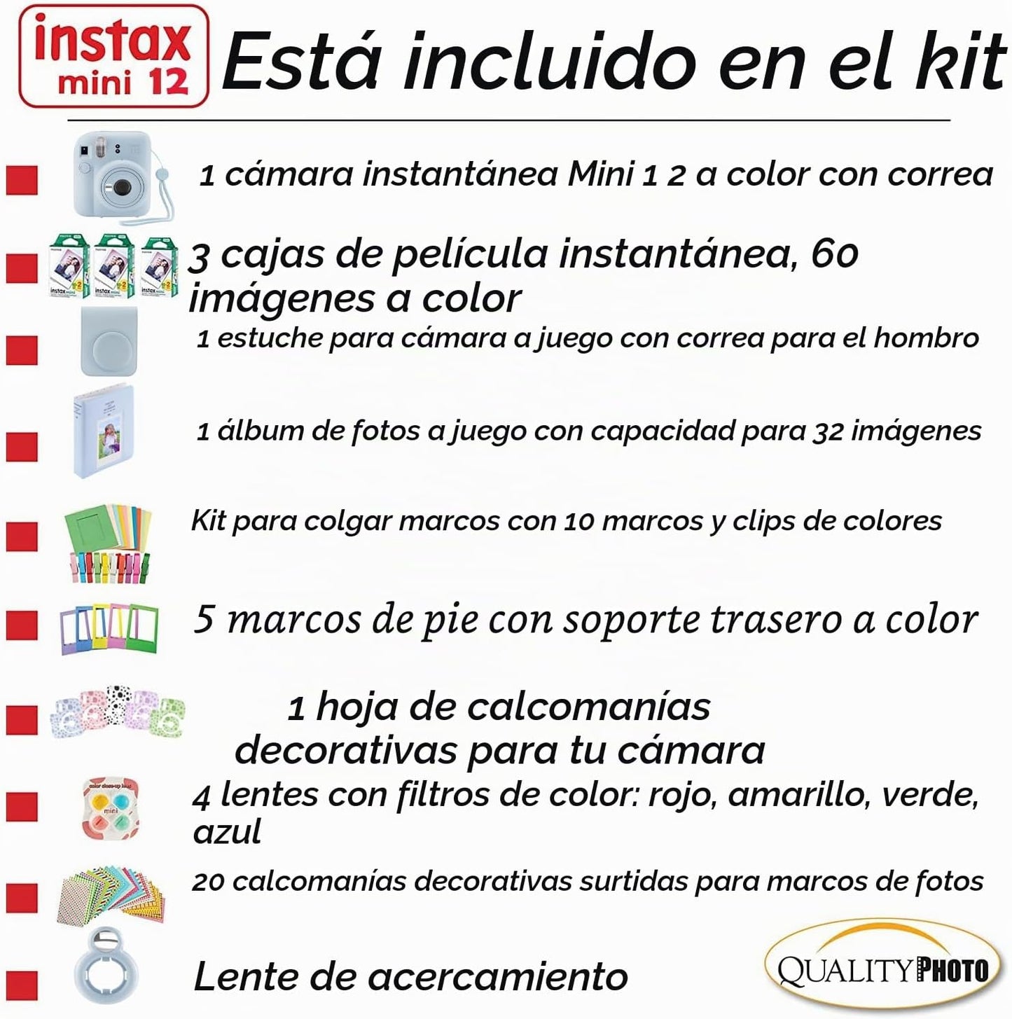Fujifilm Cámara instantánea Instax Mini 12 + 60 impresiones fotográ...