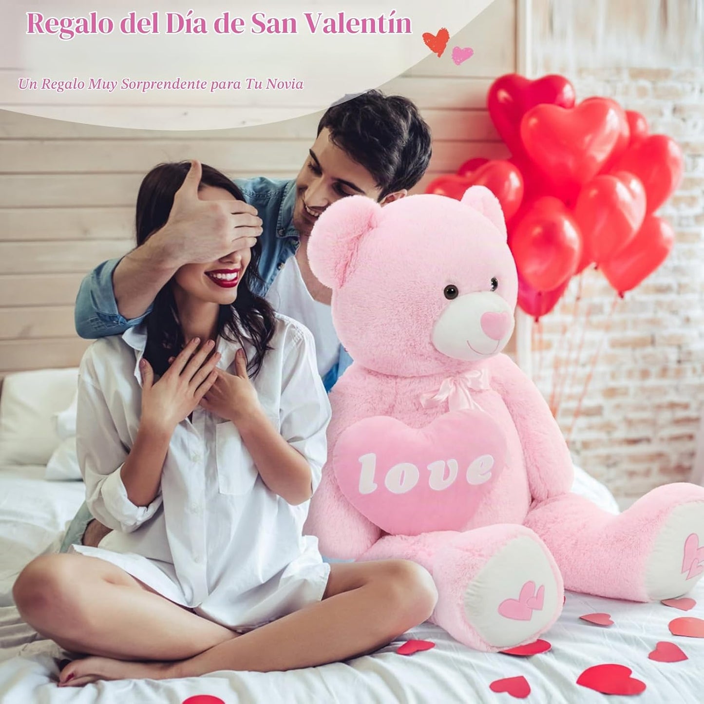 MorisMos Oso de peluche gigante en forma de corazón de 51 pulgadas,...