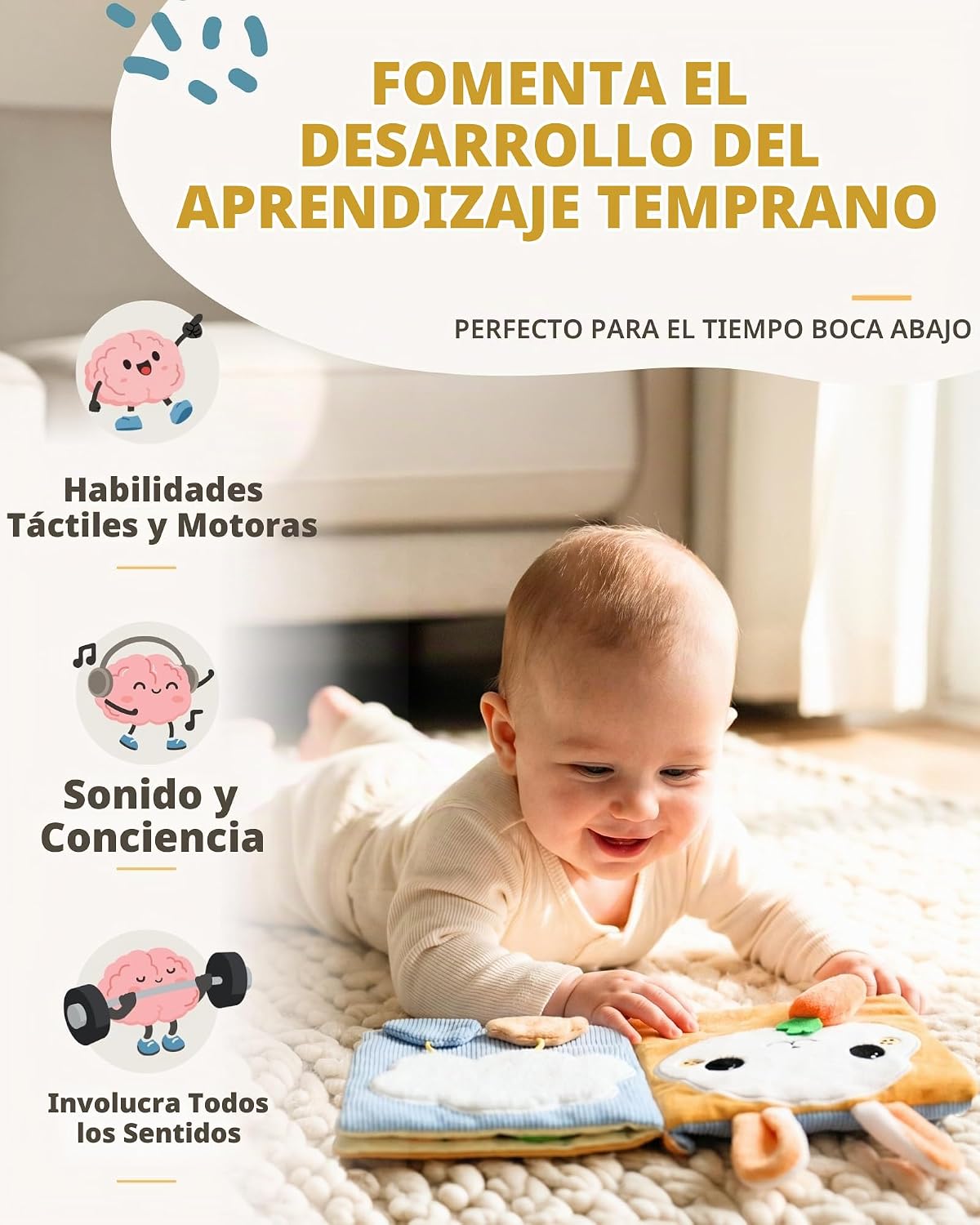 Toodly - Libro suave y lindo para bebé con espejo, actividades, toc...