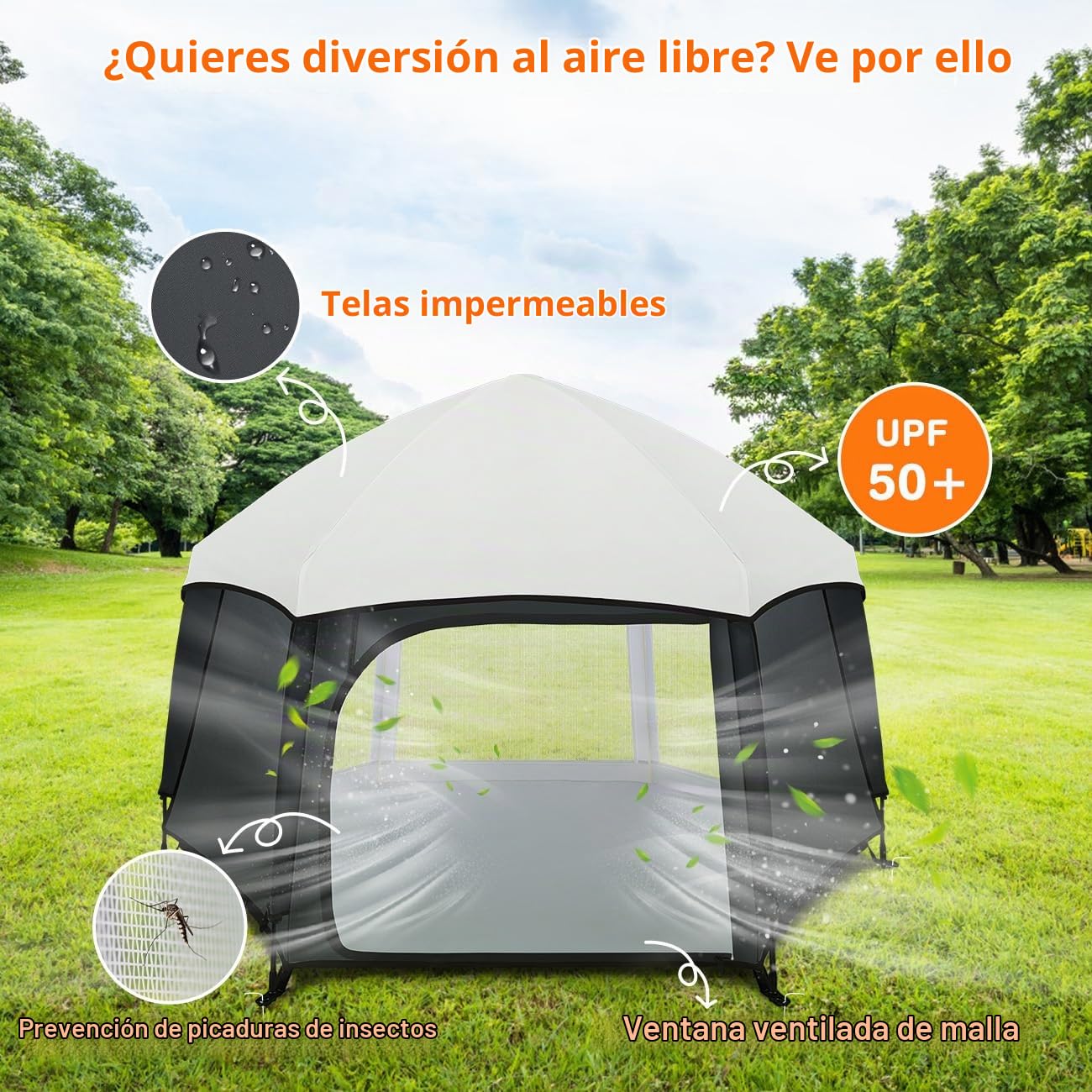 Zooawa Corralito desplegable para interiores y exteriores para bebé...