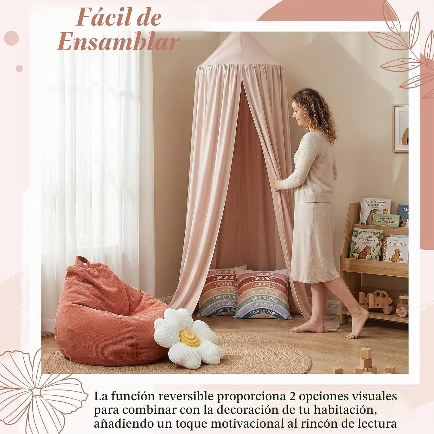 Juego de rincón de lectura para niños con tienda de campaña, funda...