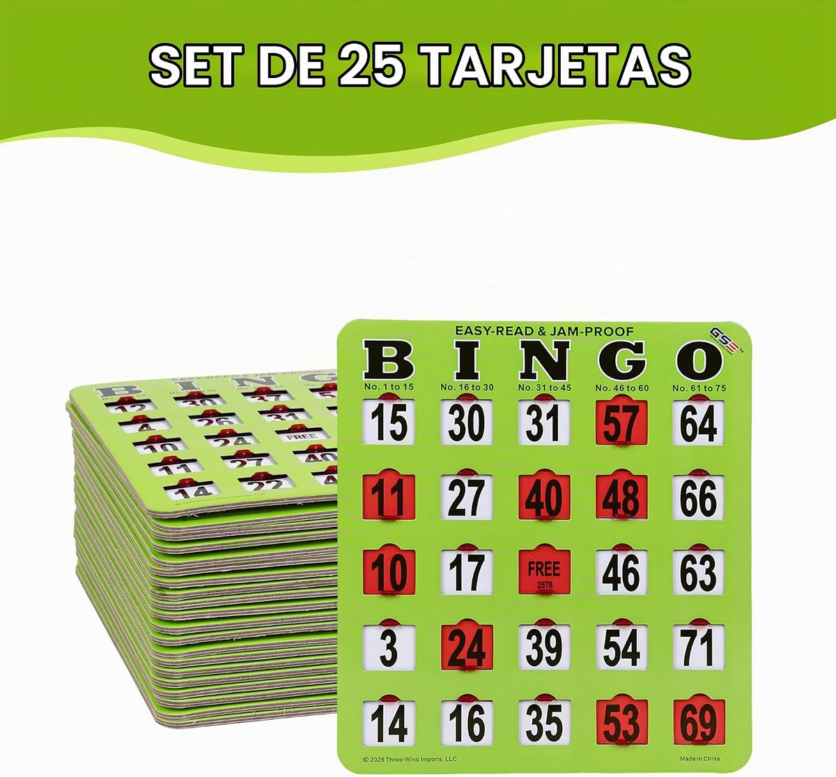 GSE Games &amp; Sports Expert Tarjetas de bingo verdes Jumbo Shutte...