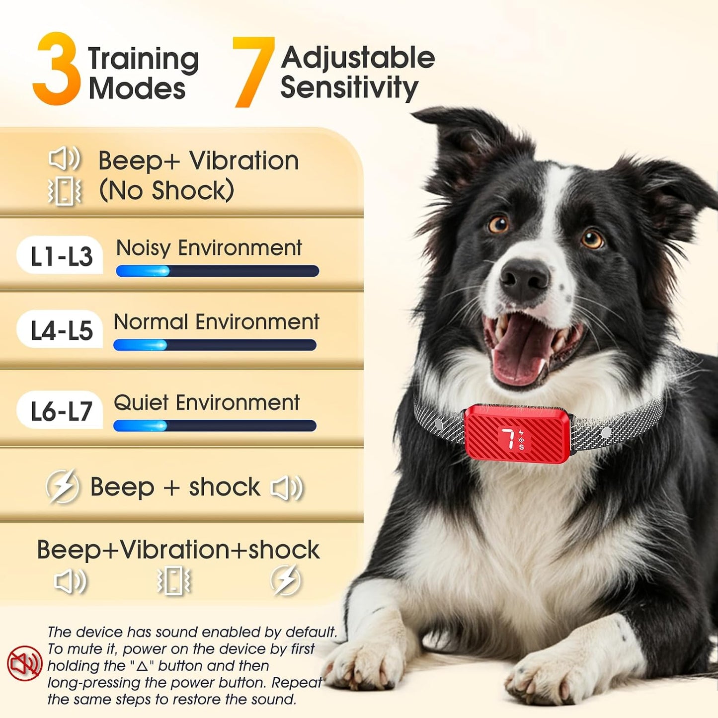 Collar antiladridos para perros grandes, medianos y pequeños, efica...