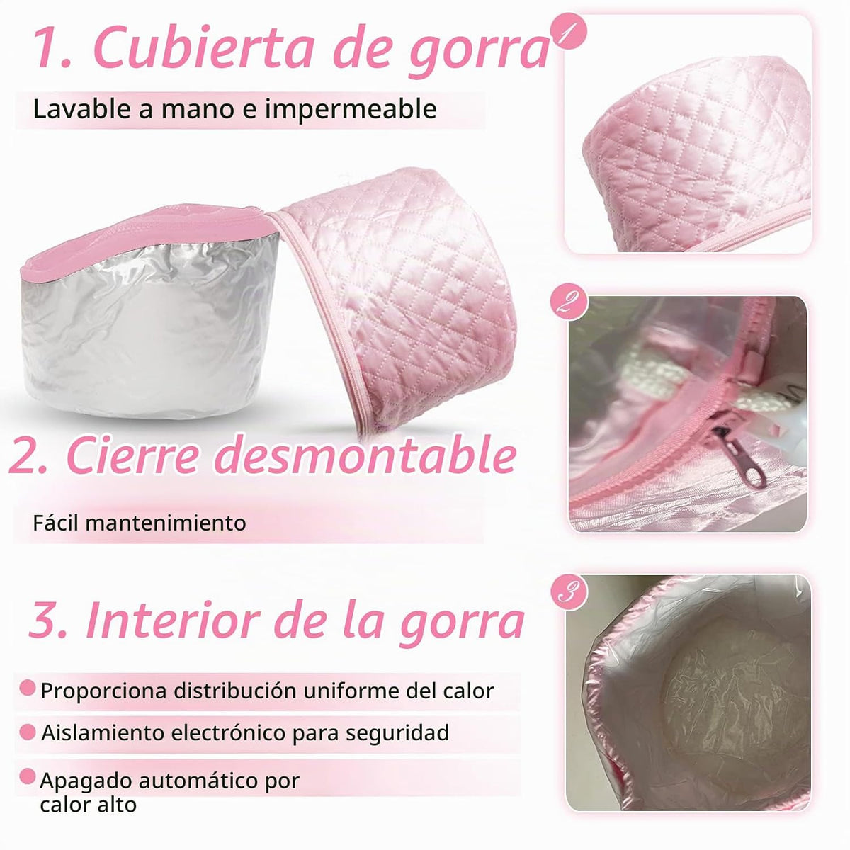 Gorro térmico eléctrico de 110 V con 2 modos de control de temperat...