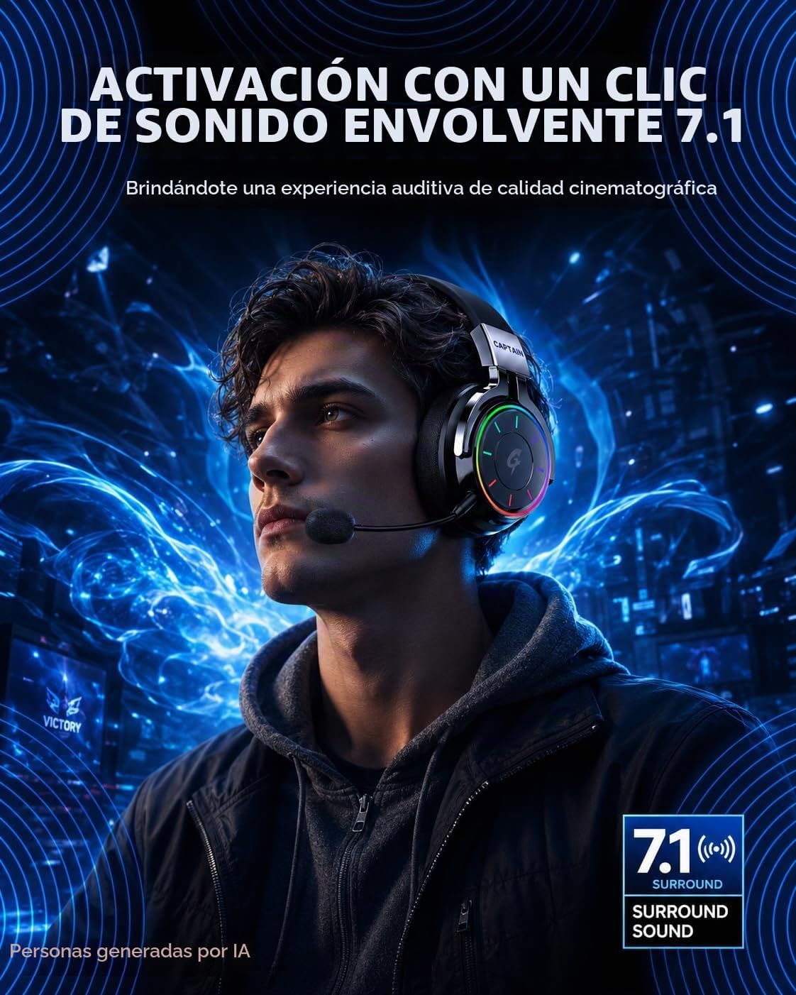AOC Auriculares inalámbricos para juegos de 2.4 GHz para PS5, PC, P...