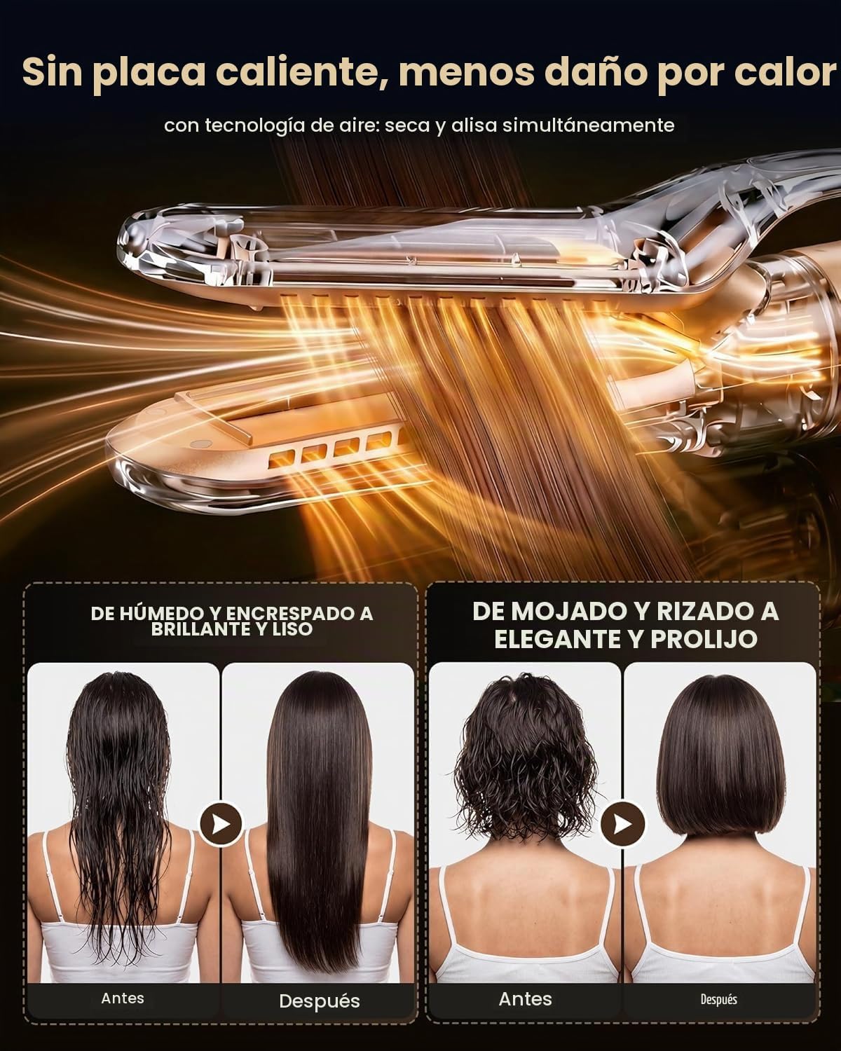 MESCOMB Secador de pelo y alisador 6 en 1, envoltura de aire calien...