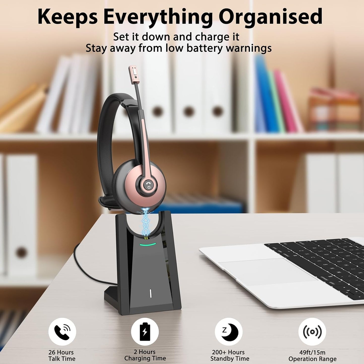 Auriculares inalámbricos con micrófono para el trabajo, auriculares...