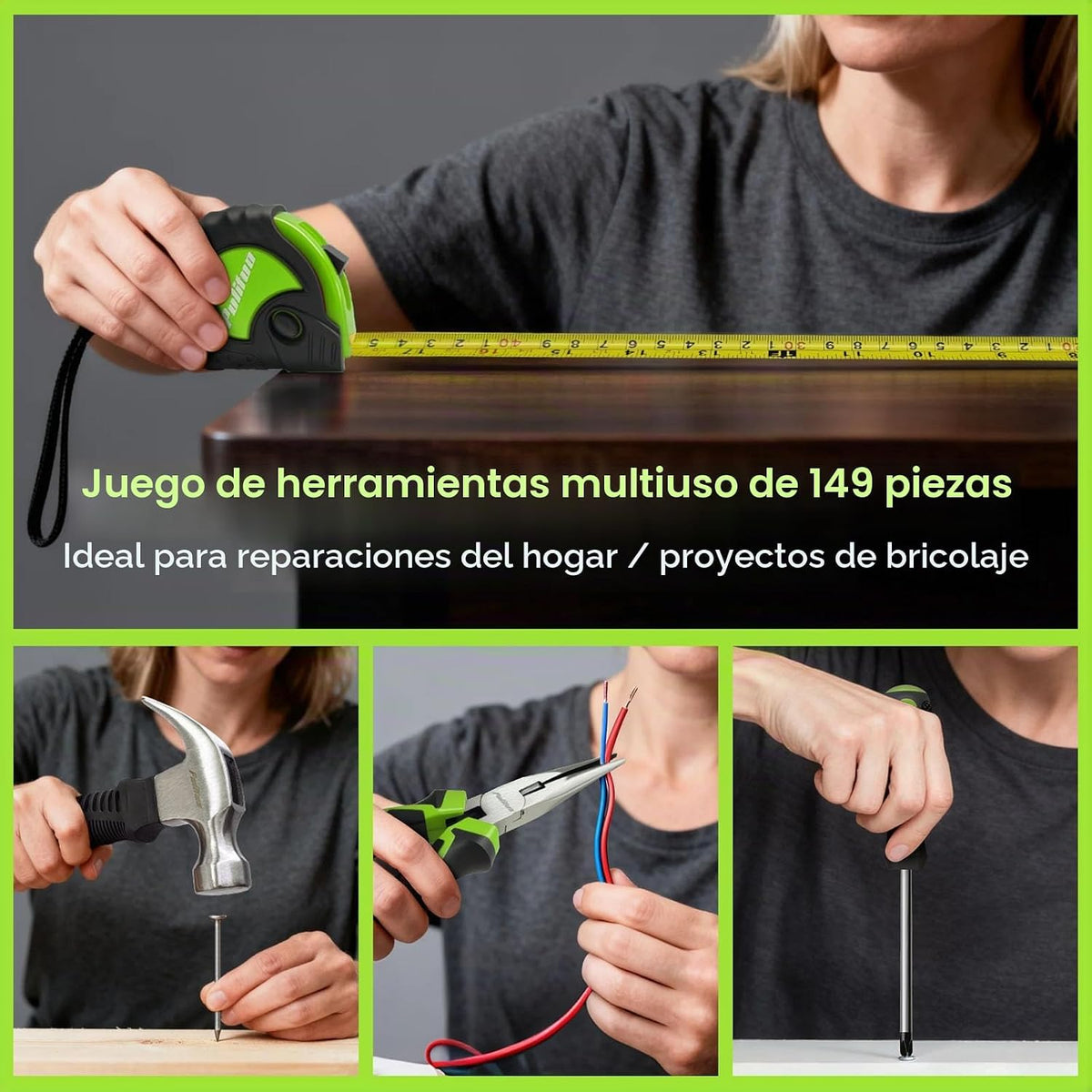 PULITUO Juego de taladros, juego de herramientas para el hogar de 1...