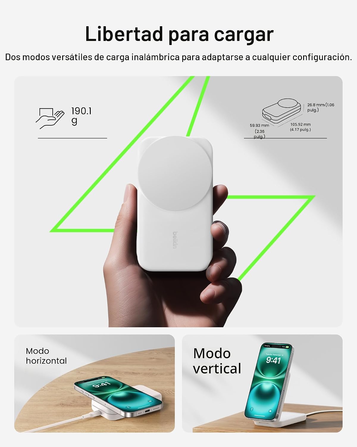 Belkin Qi2.2 25W inalámbrico 3 en 1 estación de carga rápida plegab...