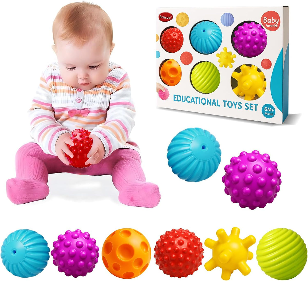 ROHSCE Bolas de bebé para niños pequeños de 1 a 3 años, juguetes de...