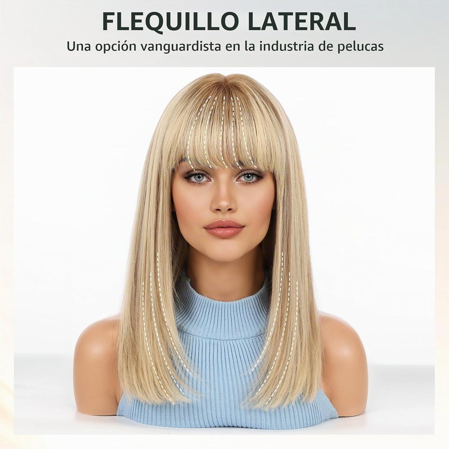 Wear but free KKU - Peluca de cabello humano de 16 pulgadas, peluca...