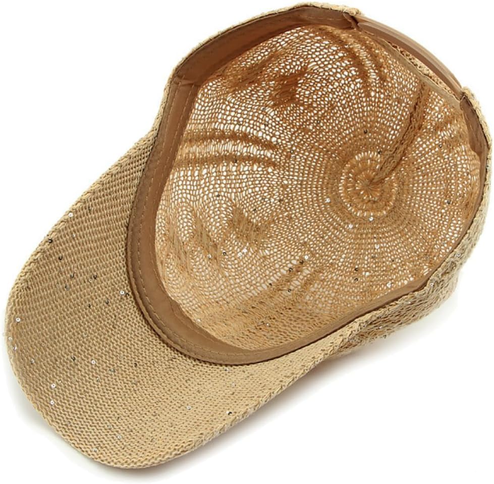 Gorra de béisbol de malla con purpurina para mujer, transpirable, a...