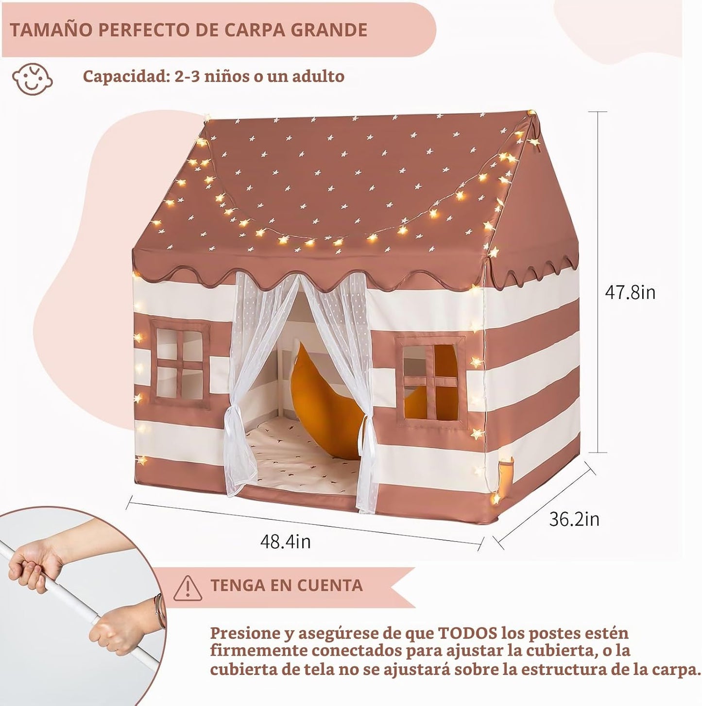 ROIWUIE Tienda de campaña grande para niños con alfombrilla acolcha...