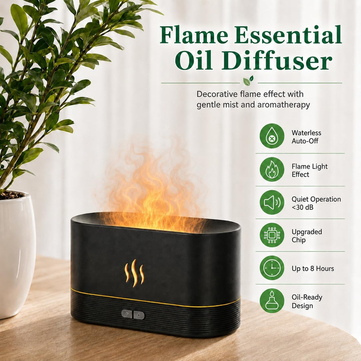Difusor de Aire en Forma de Llama Humidificador, Difusor de Aroma M...