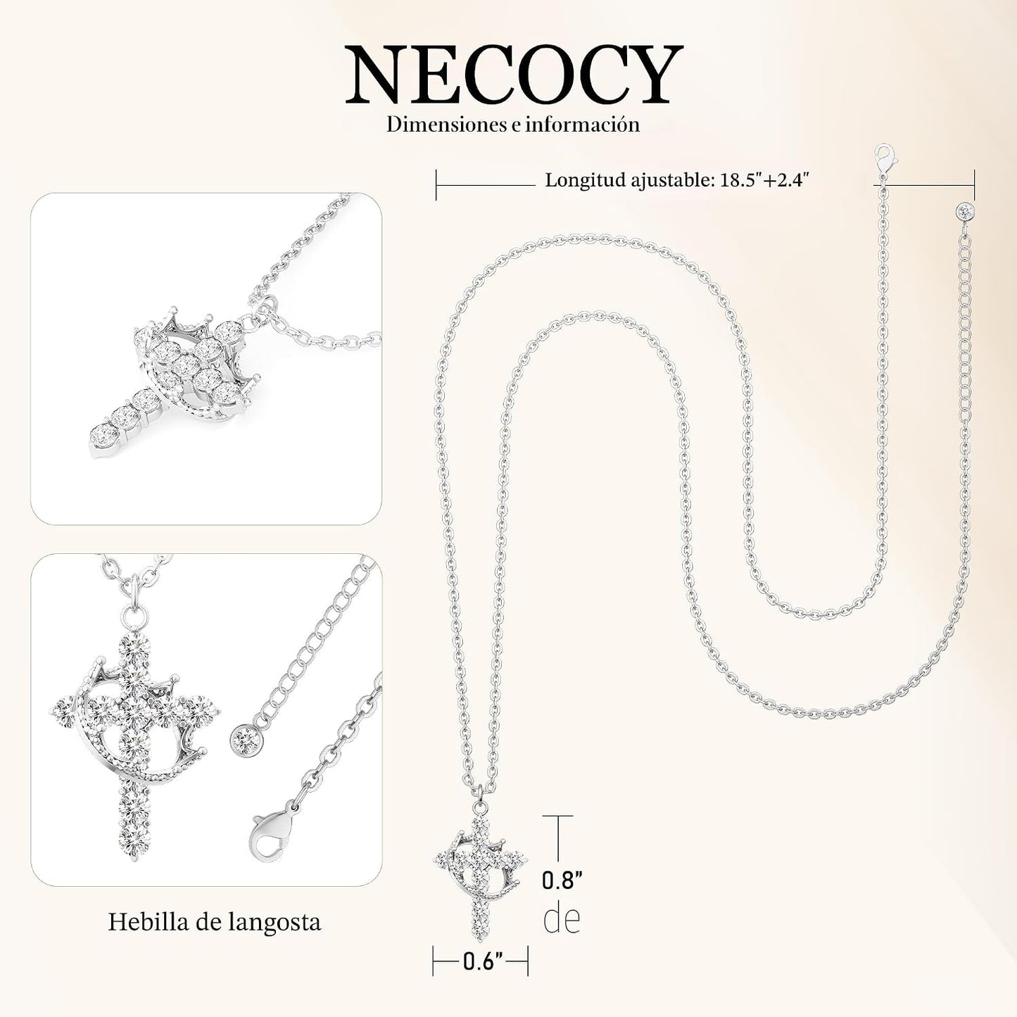 NECOCY Regalos de Pascua, collares mejorados con cruz de corona par...
