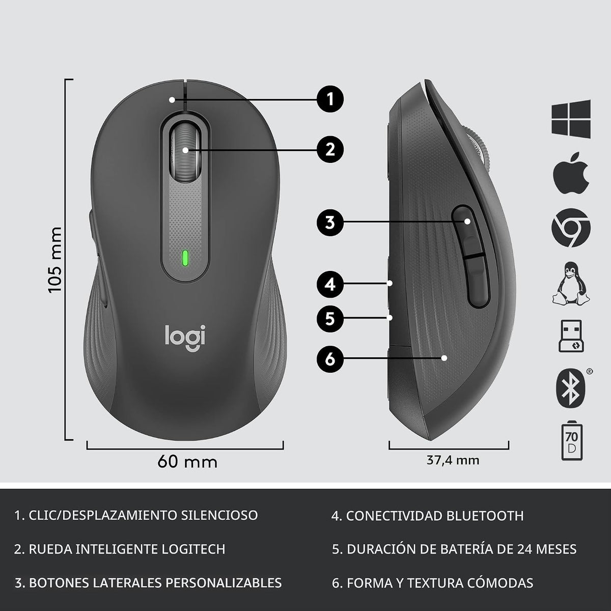 Logitech Signature MK650 Combo para teclado y mouse empresariales -...