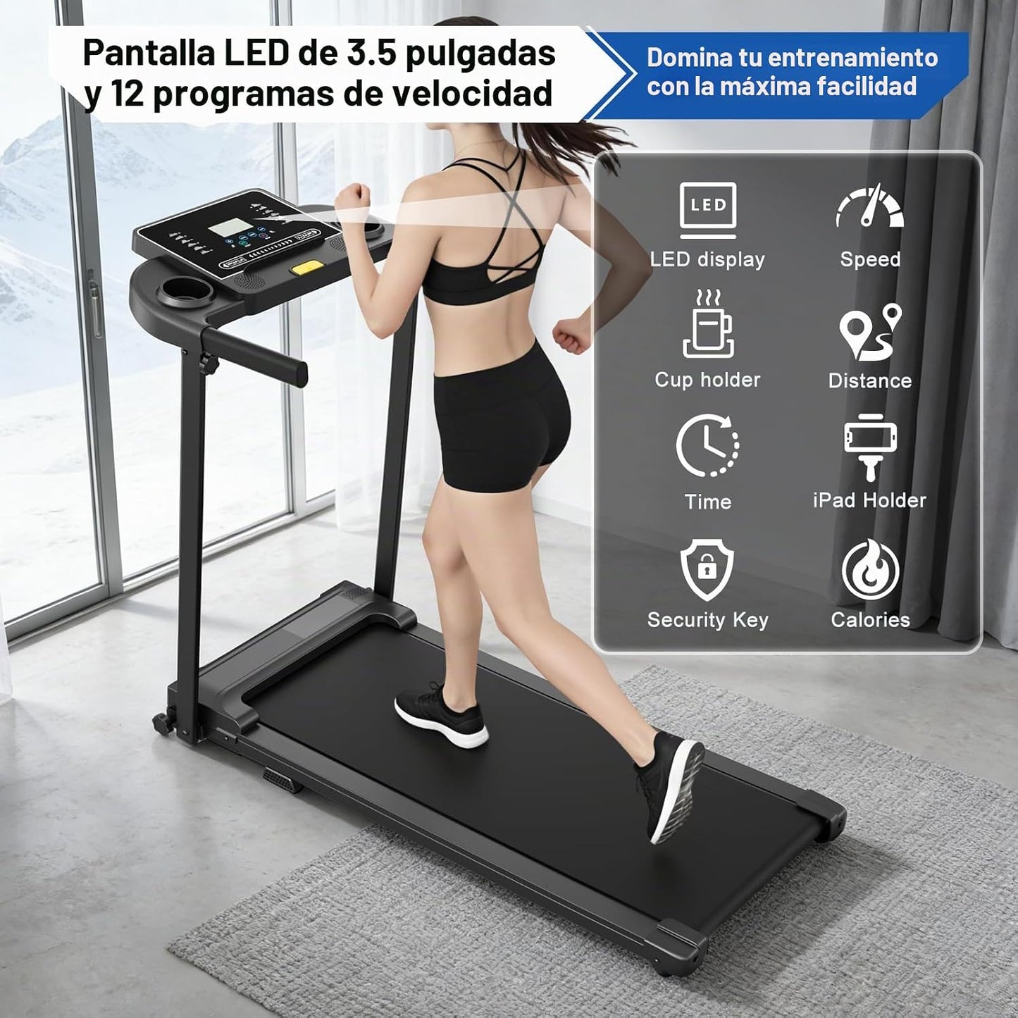 Pcrignbm Cintas de correr para el hogar caminadora plegable | Con b...