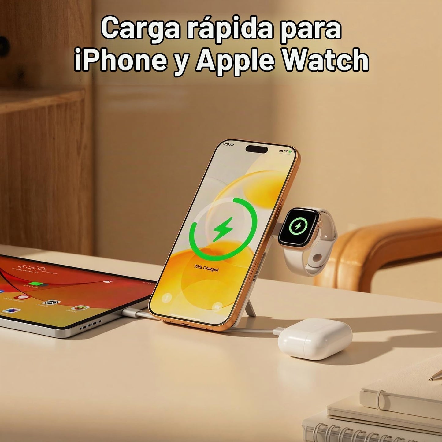 Q Cargador portátil inalámbrico magnético de 10,000 mAh, batería ex...